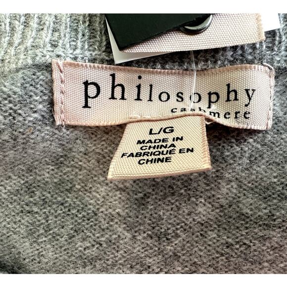 SOLD- Philosophy Cashmere French Bulldog Sweater, Heather Gray Women's size Lg - Picture 3 of 8